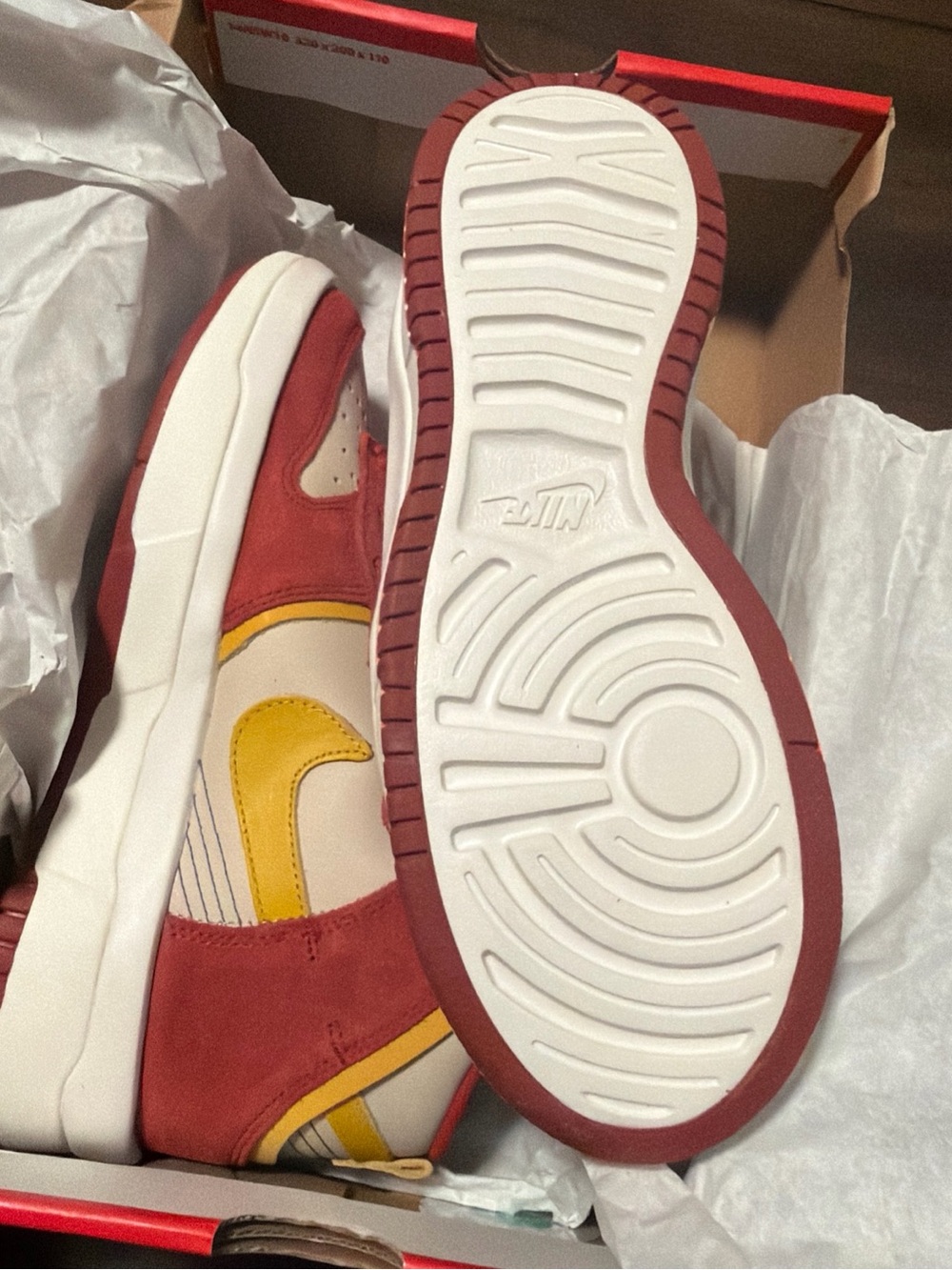 Nike Dunk High Up "Cinnabar" Women's Shoes Red-Gold - size 6.5 - Picture 2 of 7